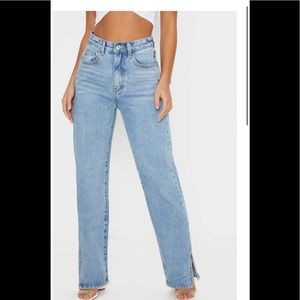 Straight leg. Split hem jeans